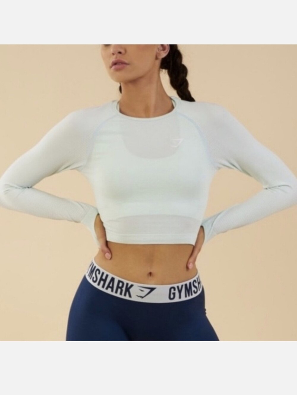 Gymshark Seamless Long Sleeve Crop Top in Seafoam Green